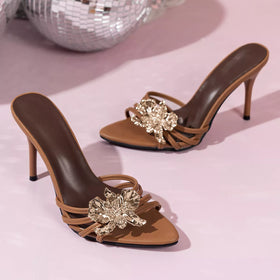 Siatastyle Floral Embellished High Heel Sandals