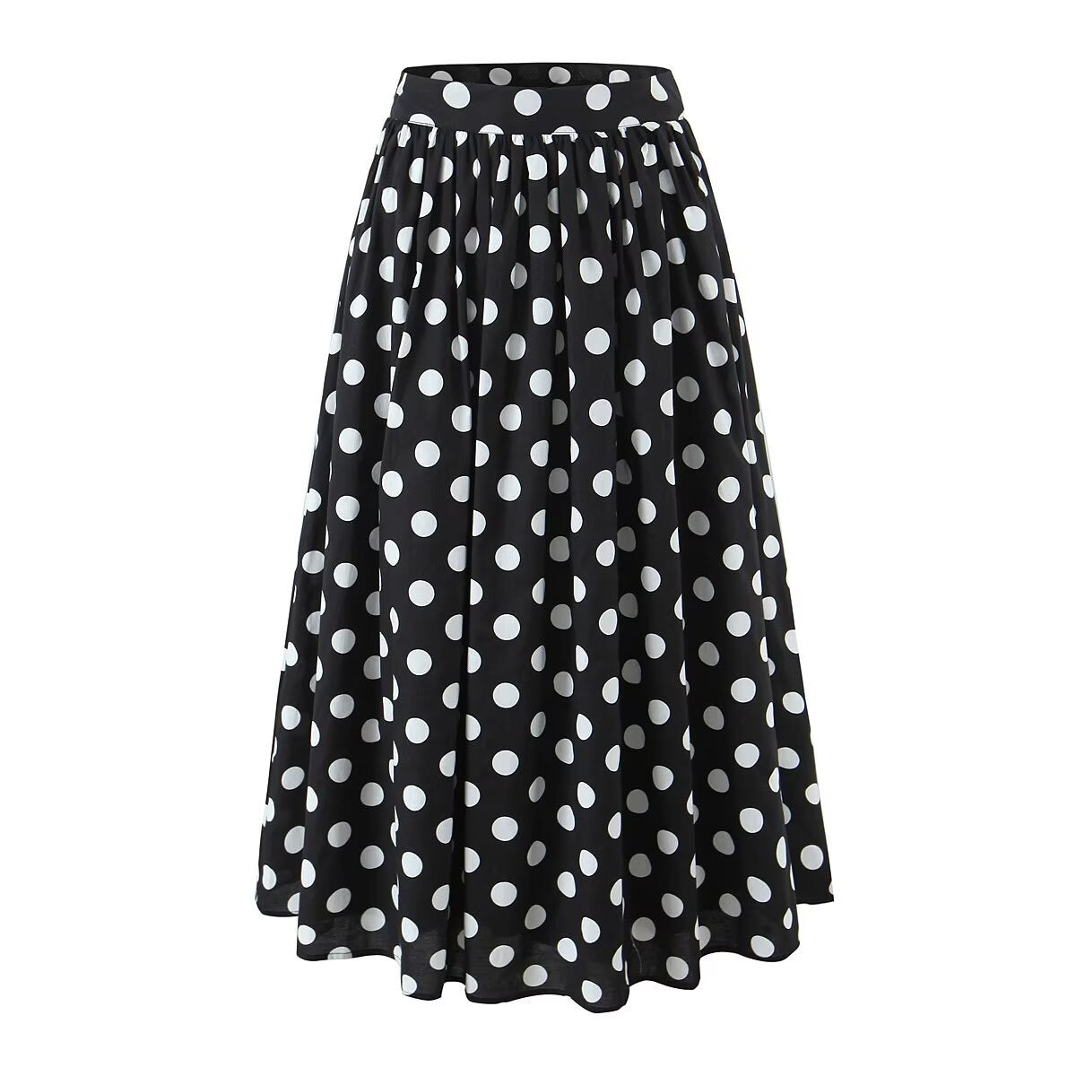 Style Women's New Arrival Strapless Neck Polka Dot Crop Top and Mid-Length Skirt