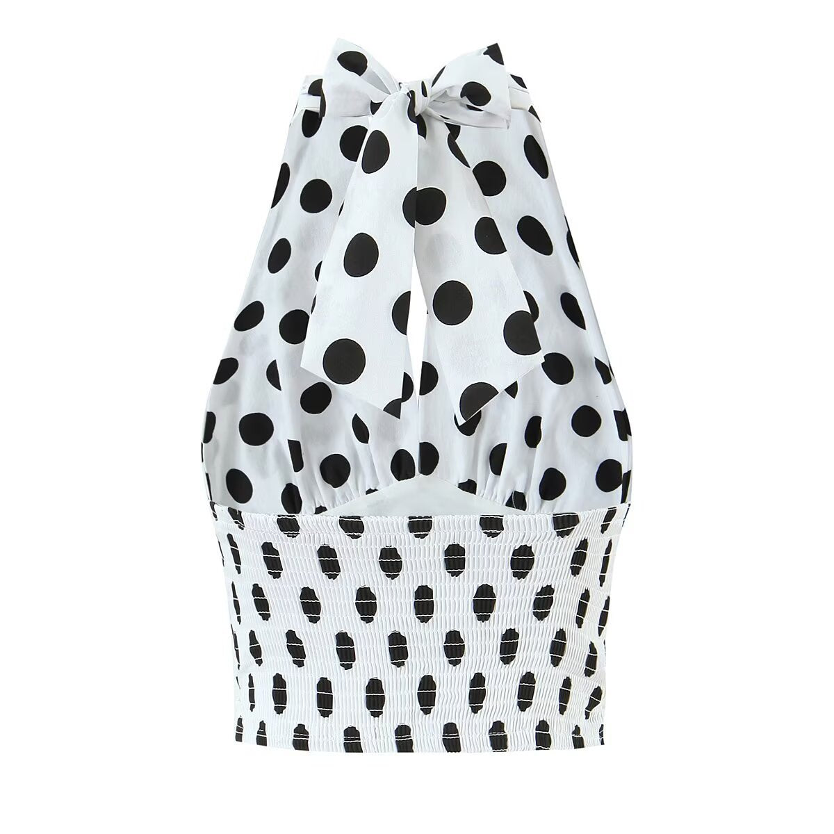 Style Women's New Arrival Strapless Neck Polka Dot Crop Top and Mid-Length Skirt