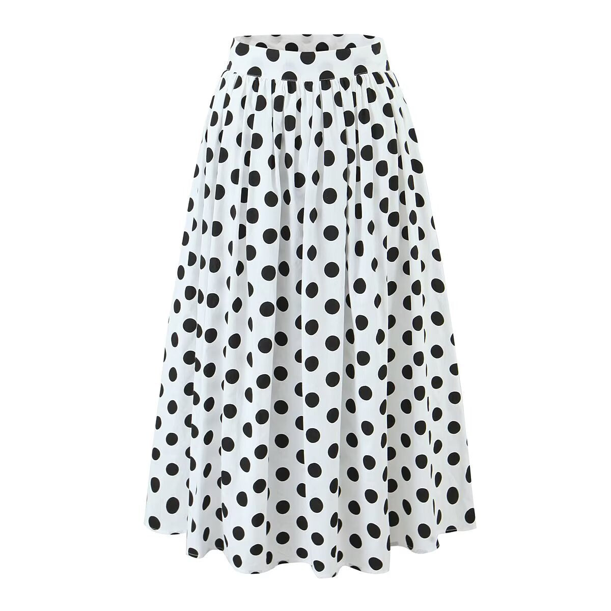 Style Women's New Arrival Strapless Neck Polka Dot Crop Top and Mid-Length Skirt